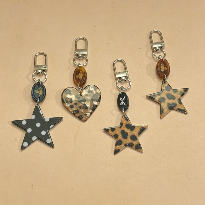 Wholesale Leopard Print Star Heart Phone Keychain Car Key Accessory Boutique Resale