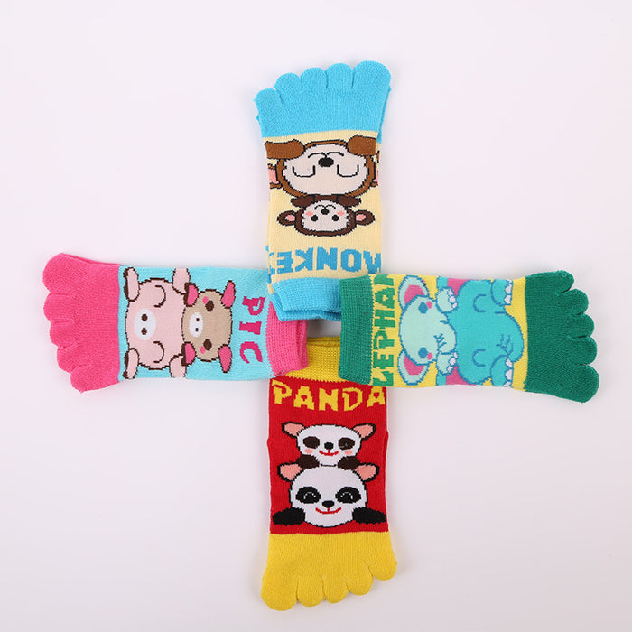 Wholesale Children' s Socks Cartoon Elephant Short Socks Cotton Sports Sweat-Absorbent Breathable Multi-Color Split-Toe Socks