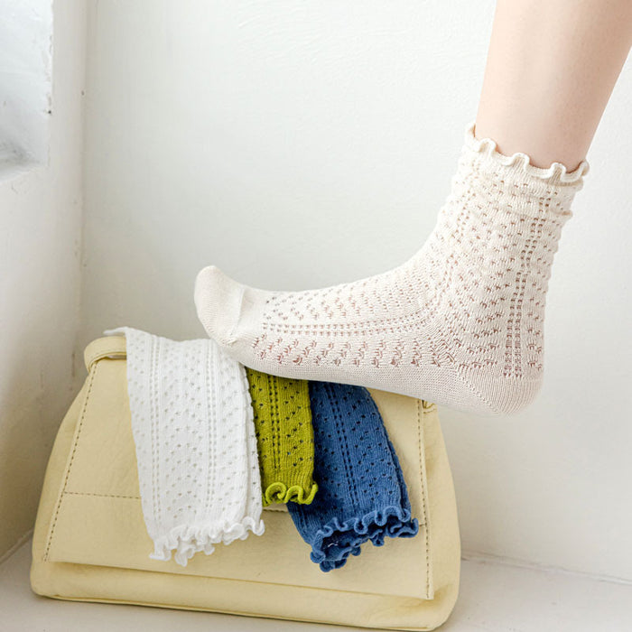 Wholesale Socks, thin cut, hollowed out, stacked socks, middle tube