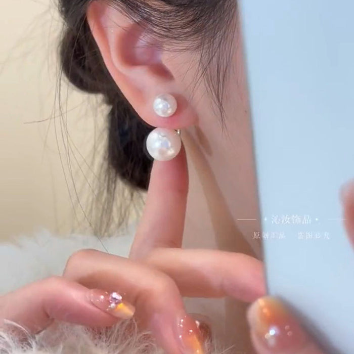 Wholesale High end double-sided pearl earrings with elegant design and versatile earrings