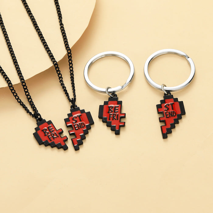Wholesale Love cartoon necklace keychain, red peach heart clothing accessories, clothing decoration, couple trend