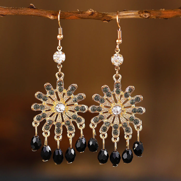 Wholesale Ethnic Style Diamond Flowers Alloy Earrings JDC-ES-QingWen007
