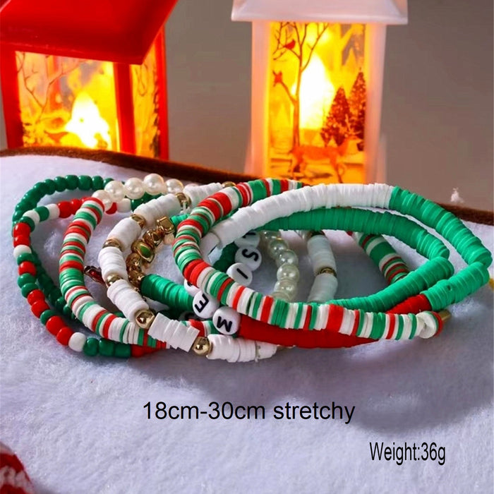 Wholesale Christmas jewelry colorful mixed color polymer clay bracelet