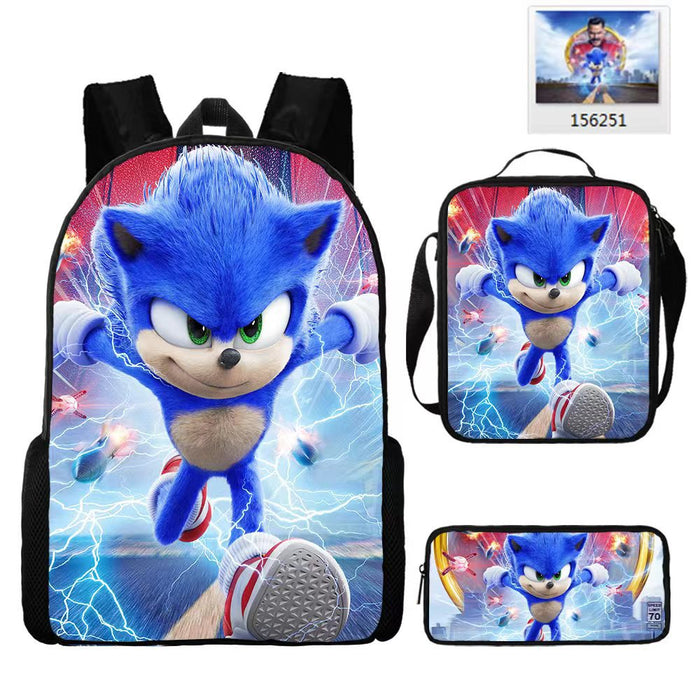 Wholesale SONIC Primary School Student Backpack Three-piece Set Anime Cartoon Backpack Shoulder Bag Pencil Case JDC-BP-Shangl006