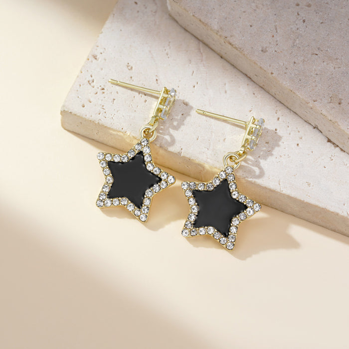 Wholesale Love Black Drop Oil Diamond Square Earrings