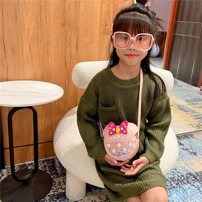 Wholesale New children's crossbody bag, cute little girl's bag, fashionable mini round bag, baby single shoulder coin purse