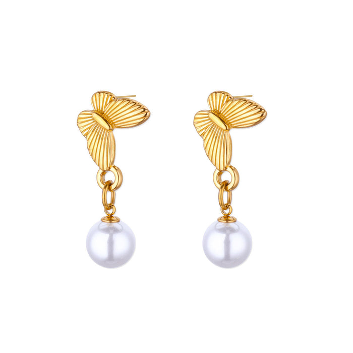 Wholesale Butterfly Ocean Element Love Flower Pendant Earrings Vacuum Plated Fashion Trend Earrings