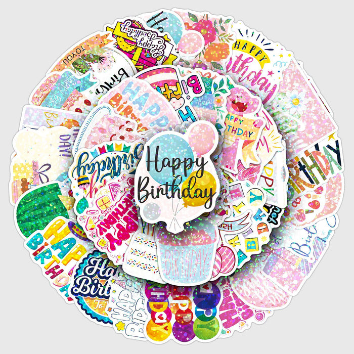 Wholesale 50 birthday glitter film laser cartoon creative stickers