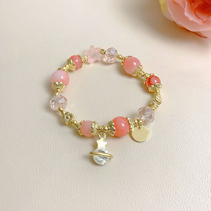 Wholesale Pink Crystal Bracelet Beaded Jewelry Planet Bracelet