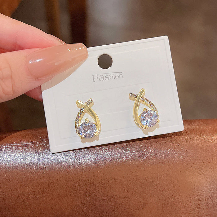 Wholesale Pearl and Zircon Heart Earrings