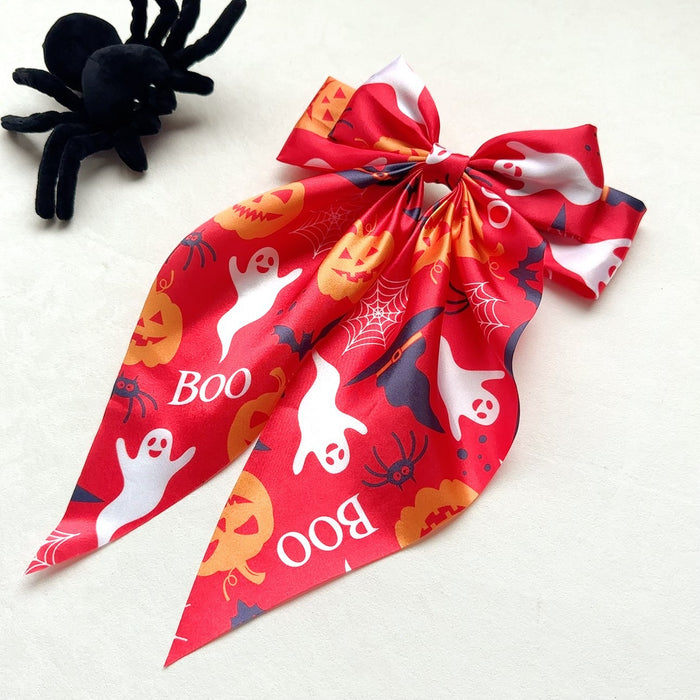 Wholesale  Hair Accessories Ghost  Web Streamer Spring Clip Pumpkin Hair Clip Fabric Print Clip Party Dress up