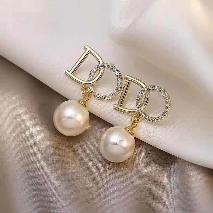 Wholesale Diamond Letter Beads Alloy Earrings JDC-ES-Chengx010