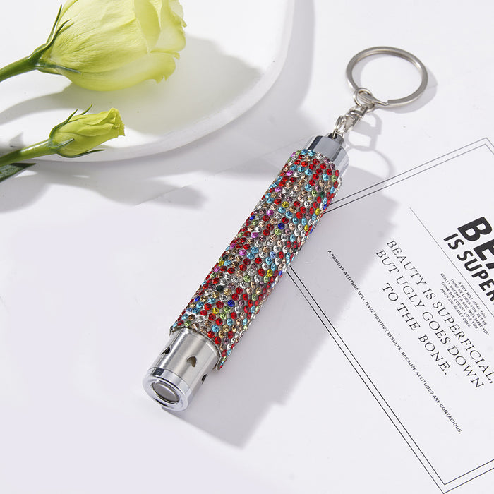 Wholesale Diamond-studded Mini Flashlight Metal Keychain JDC-KC-ZY015