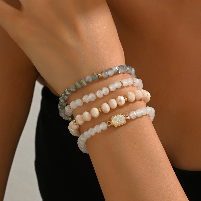 Wholesale New product temperament exquisite cut glass bead design square brand bracelet set for women