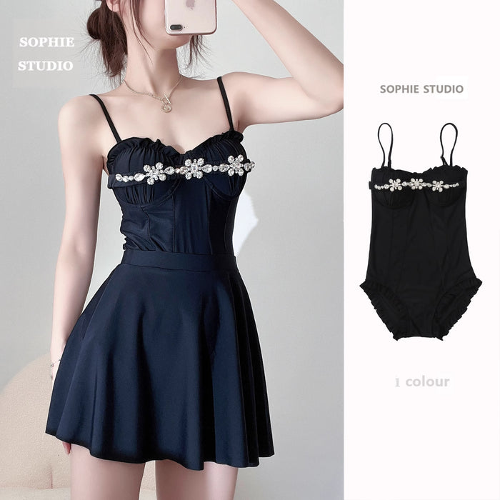 Wholesale Swimsuit one-piece skirt style suspender slimming high-end sexy seaside