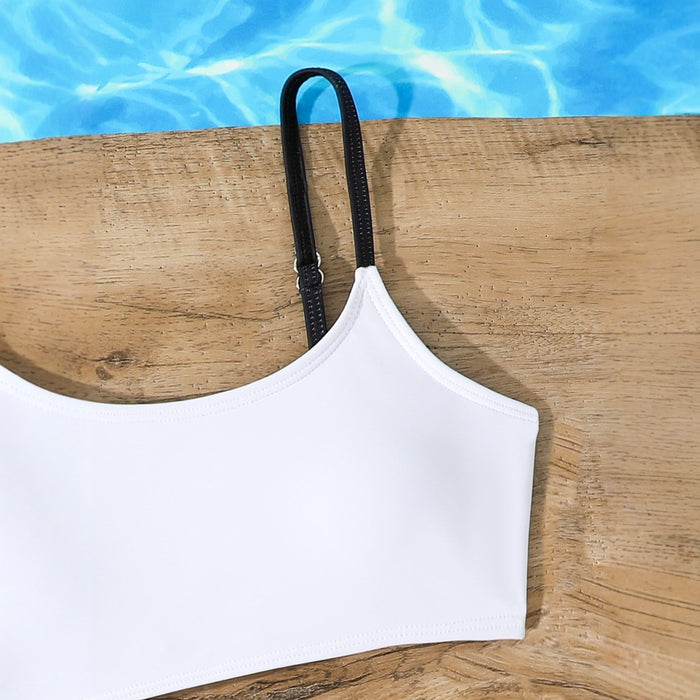 Wholesale One piece hollow camisole contrasting swimsuit for conjoined children