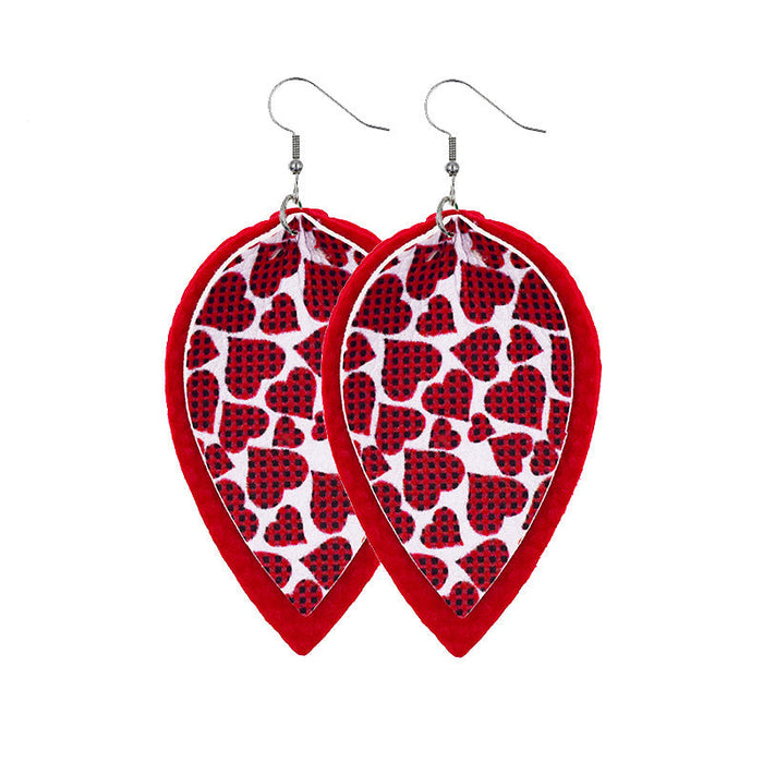 Wholesale Earrings Leather Valentine's Day Love Heart Teardrop Lips JDC-ES-ZL008