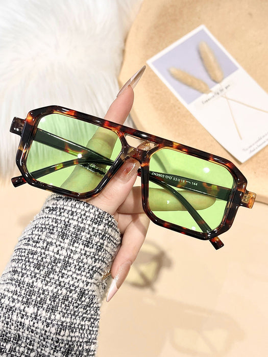 Wholesale New Fashionable Large Box Double Beam Cross border Sunglasses, Retro Art Style Sunglasses