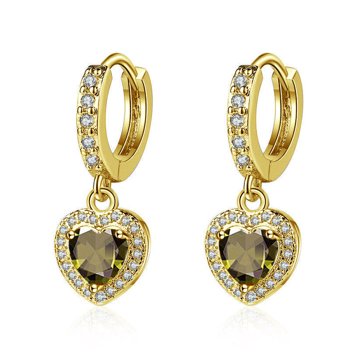 Wholesale Copper Inlaid Zircon Heart Earrings