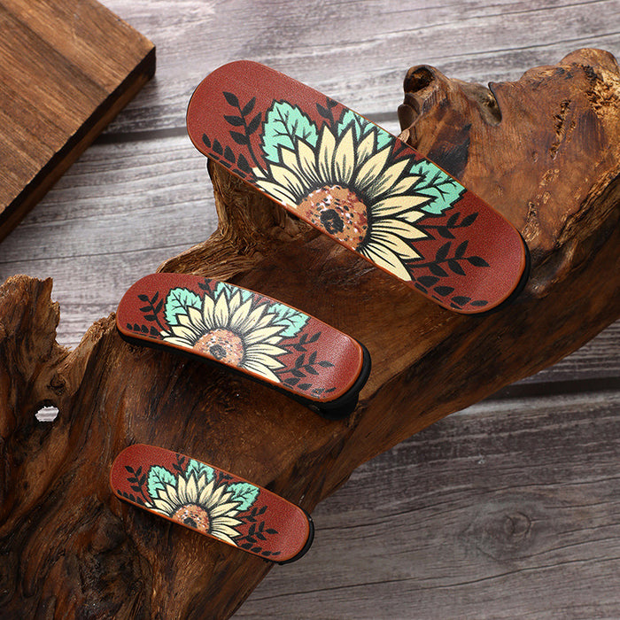 Wholesale retro multi-color sunflower bull head letter pattern hairpin combination suit hairpin