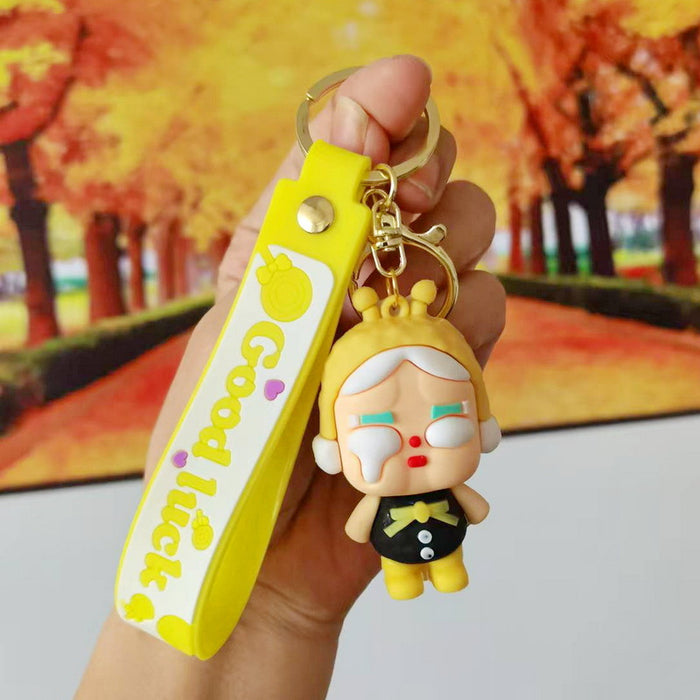 Wholesale Cute cartoon trendy schoolbag pendant keychain furry cute little monster