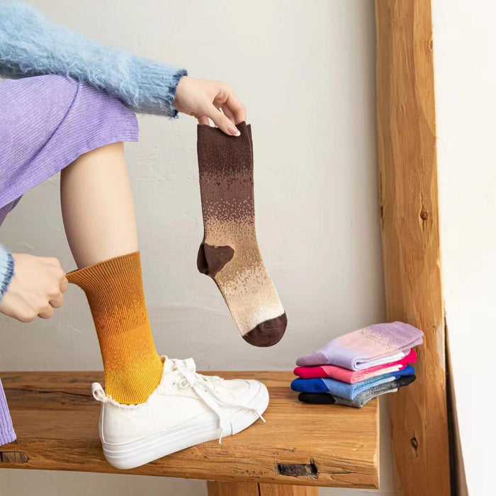 Wholesale Sock fashion designer tie dye gradient color personalized pure cotton mid tube socks