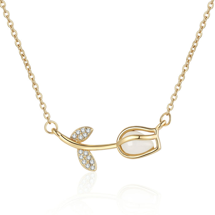 Wholesale Tulip and rose flower necklace niche design high-end bow accessories wholesale