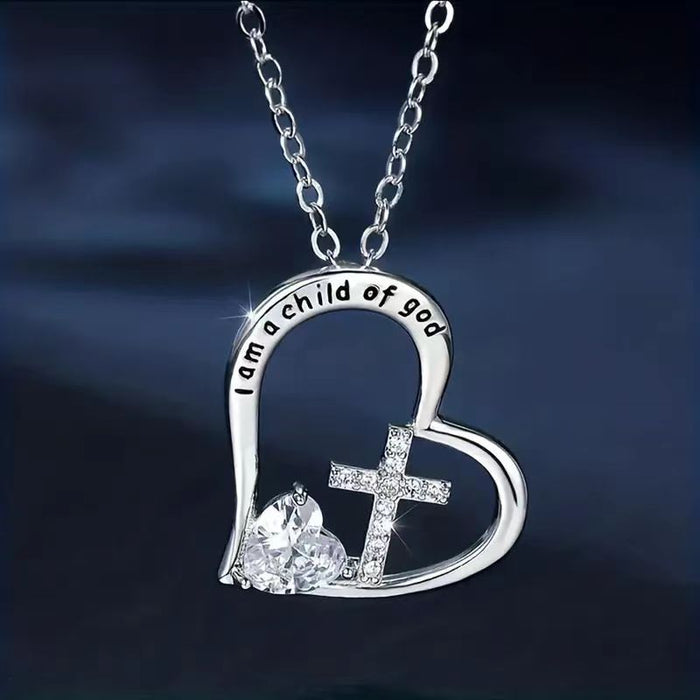 Wholesale Heart Shaped Pendant Cross Love Alloy Necklace JDC-NE-XunO071