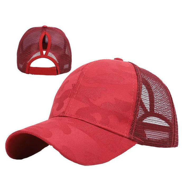 Wholesale Open ponytail camouflage pattern cap Women's Outdoor running fitness  baseball cap breathable sunshade cap