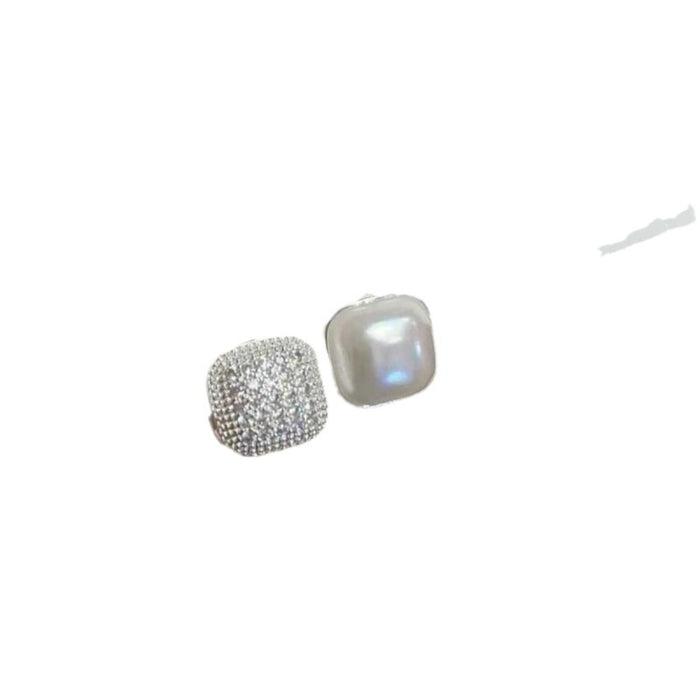 Wholesale Double sided pearl zircon earrings, new, niche, high-end, elegant, commuting, exquisite ear buckles, earrings