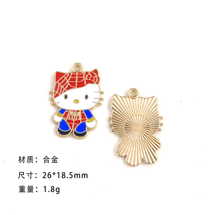 Wholesale 10pcs Cute personality cat cartoon collection alloy oil drop earrings pendant keychain pendant jewelry accessories