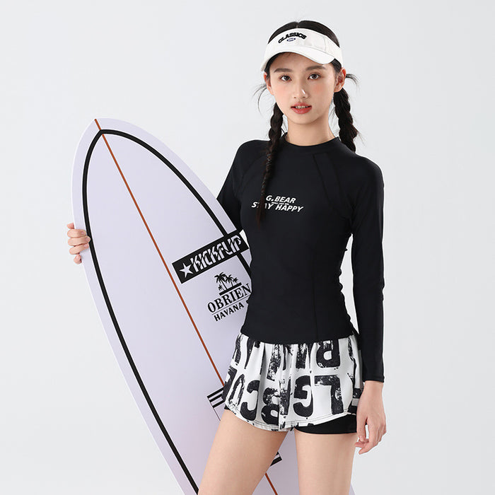 Wholesale Letter long sleeved split swimsuit women's swimming pool special swimsuit women's two-piece swimsuit set