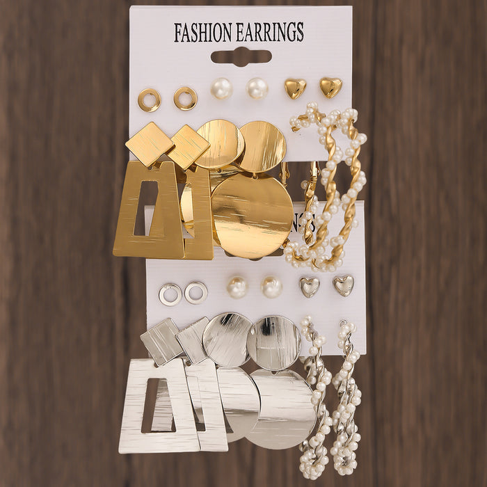 Wholesale Exaggerated circular hollow earrings set for women's geometric circular earrings, fashionable long earrings