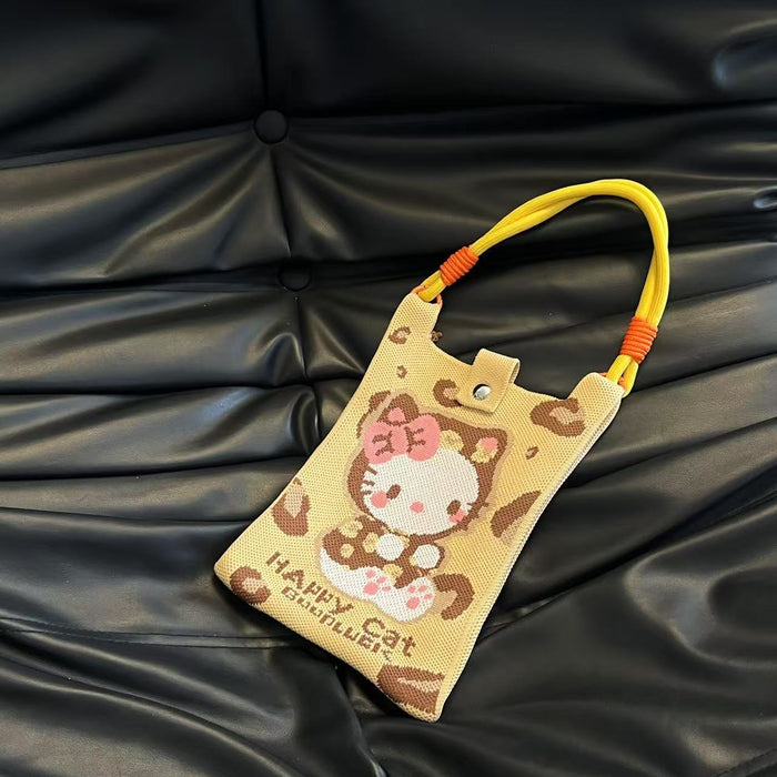 Wholesale Mobile phone bag cartoon knitted bag dopamine color matching handbag niche versatile shoulder crossbody bag