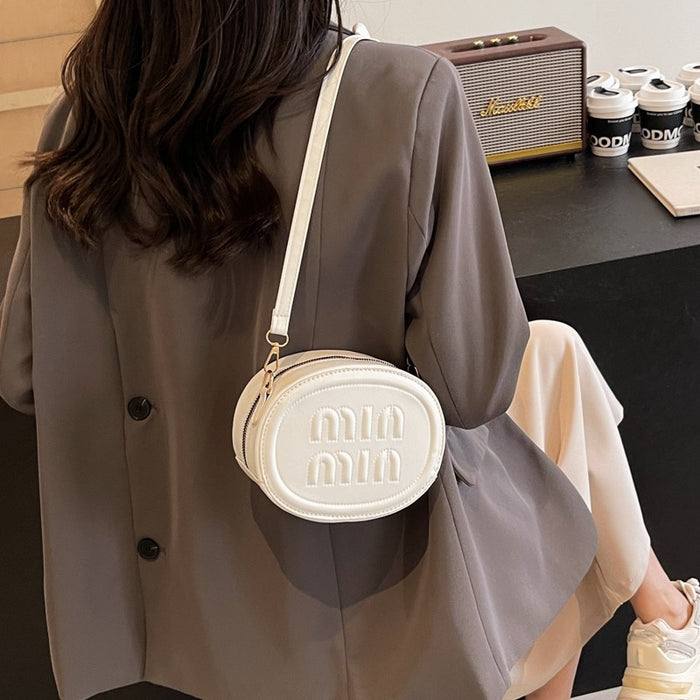 Wholesale Bowling bag, oil wax leather texture, shell bag, crossbody, single shoulder, versatile and fashionable small bag