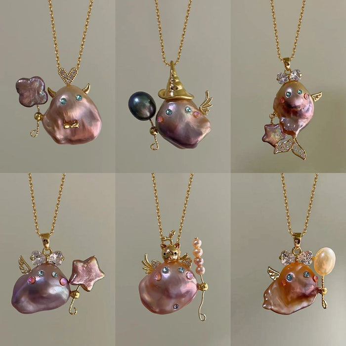 Wholesale Ocean World Little Witch Natural Pearl Pendant Necklace