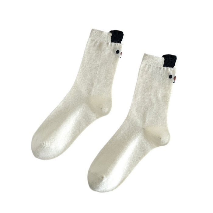 Wholesale Embroidered socks, children's pure cotton mid tube socks, cartoon cute cotton socks, versatile women's socks