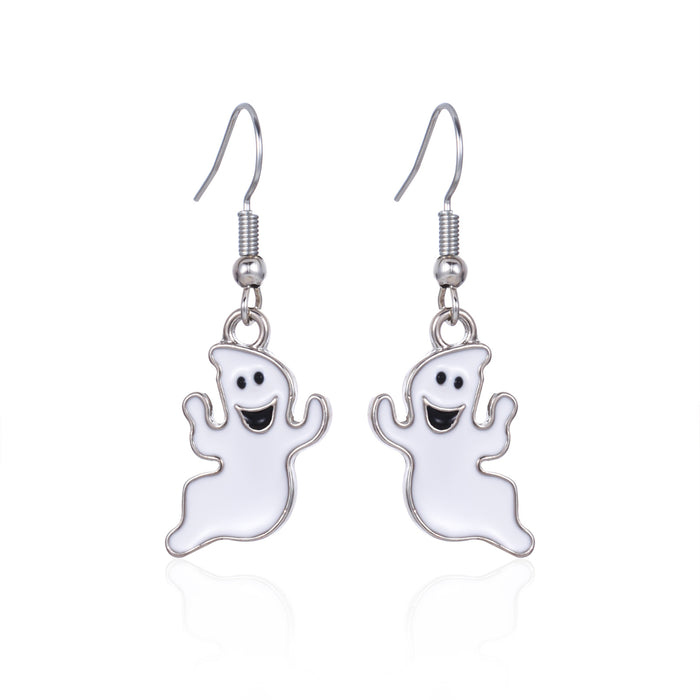 Wholesale Halloween Series Skull Frame Ghost Pumpkin Spider Bat Zinc Alloy Earrings JDC-ES-BinL007