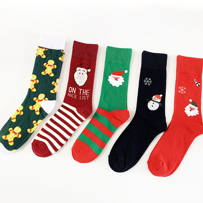 Wholesale Christmas Cartoon Striped Men's Mid-tube Socks JDC-SK-YiYan082