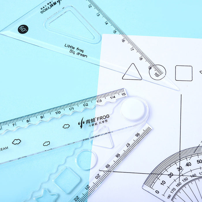 Wholesale Cartoon ruler suit ruler 4-piece set school supplies triangle