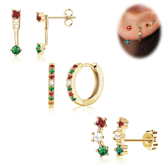 Wholesale Basic Earnail Atmosphere Earrings Colorful Zircon Diamond Set Versatile Earbone Nails