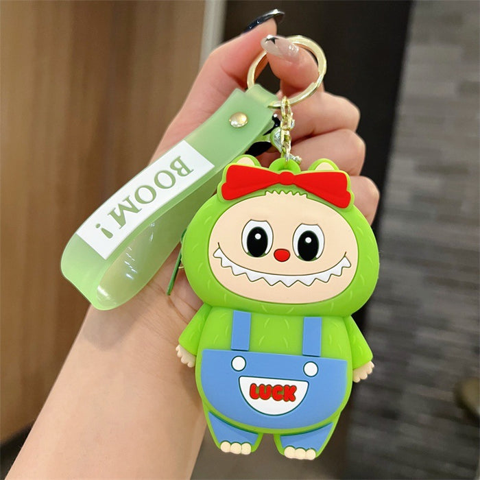 Wholesale Creative overalls-shaped cartoon character coin purse silicone keychains