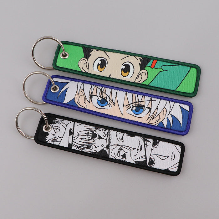 Wholesale Cartoon  Anime Woven Label Keychain Lanyard Woven Fabric
