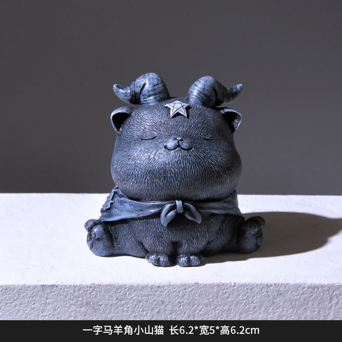 Wholesale Cute Cartoon Skull Cat Resin Sculpture Home Office Desktop