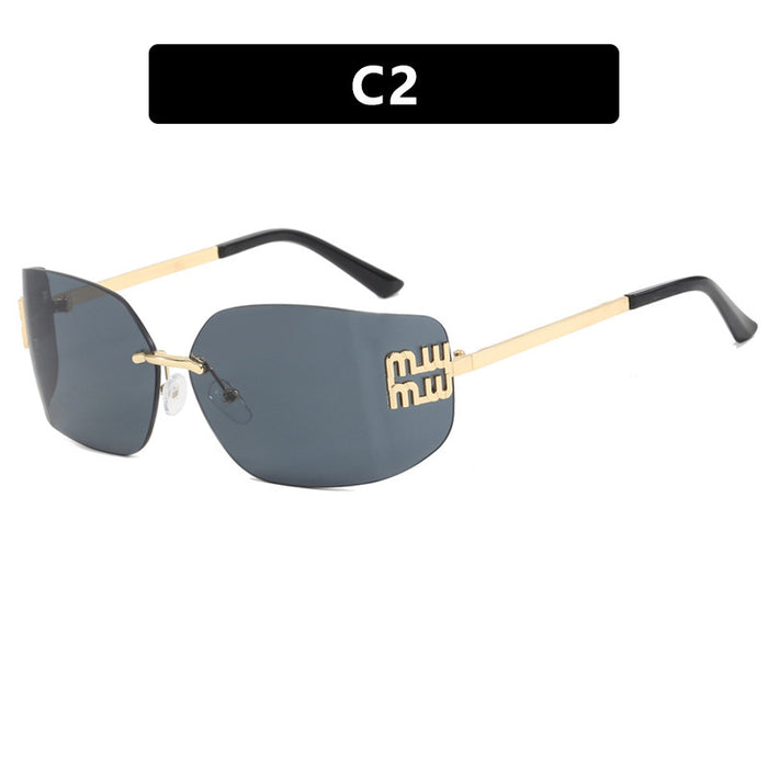 Wholesale Sunglasses curved integrated frameless cut edge sunglasses