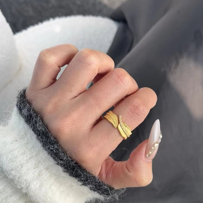 Wholesale Exquisite frosted ring with adjustable opening for niche, high-end, light luxury, versatile