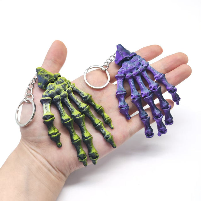 Wholesale 3D Printed PLA Skull Hand Keychain Articulated Joints Fashion Accessory Gift