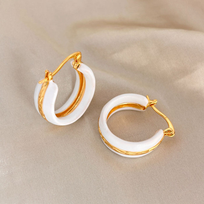 Wholesale New hammer texture C-shaped ear buckle with fashionable and high-end feel, drop glaze design, personalized temperament, versatile earrings