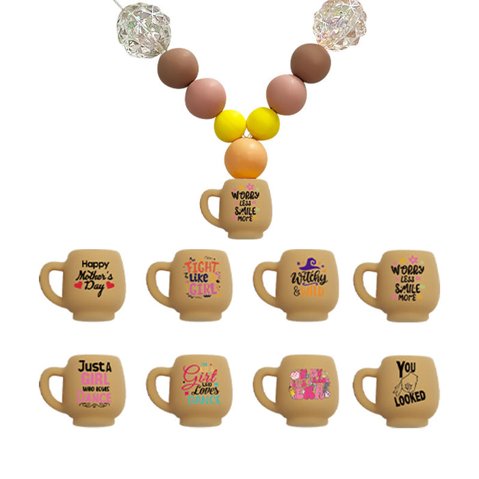 Wholesale 10PCS Mug Silicone Printing Focal Beads JDC-BDS-JZC004