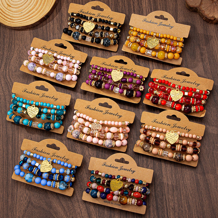 Wholesale  Bohemian Style Multi-layer Wooden Beads Beaded Bracelet
